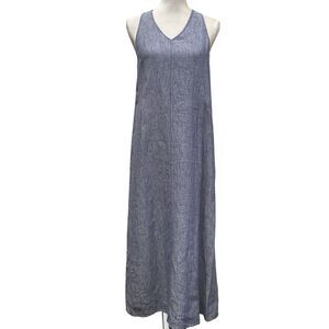 ARTISAN NY Blue Sleeveless Razor Back 100% Linen Maxi-Dress Size 6